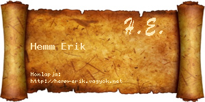 Hemm Erik névjegykártya